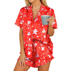 Satijnen dames kerst pyjama set
