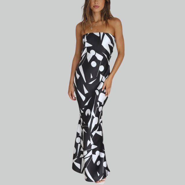 Strapless maxi-jurk met luchtige pasvorm