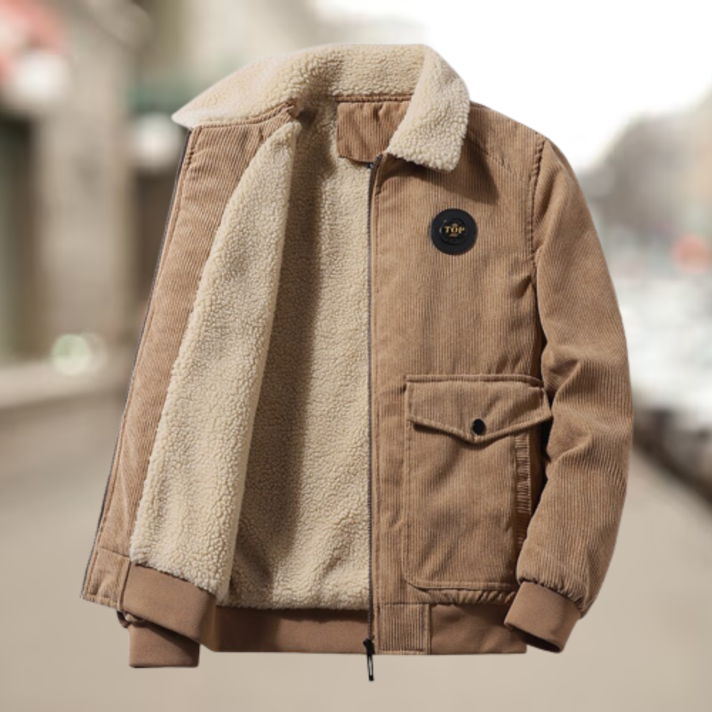 Heren corduroy jas met fleecevoering