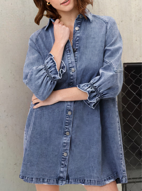 Denim jurk met lange mouwen – Noor