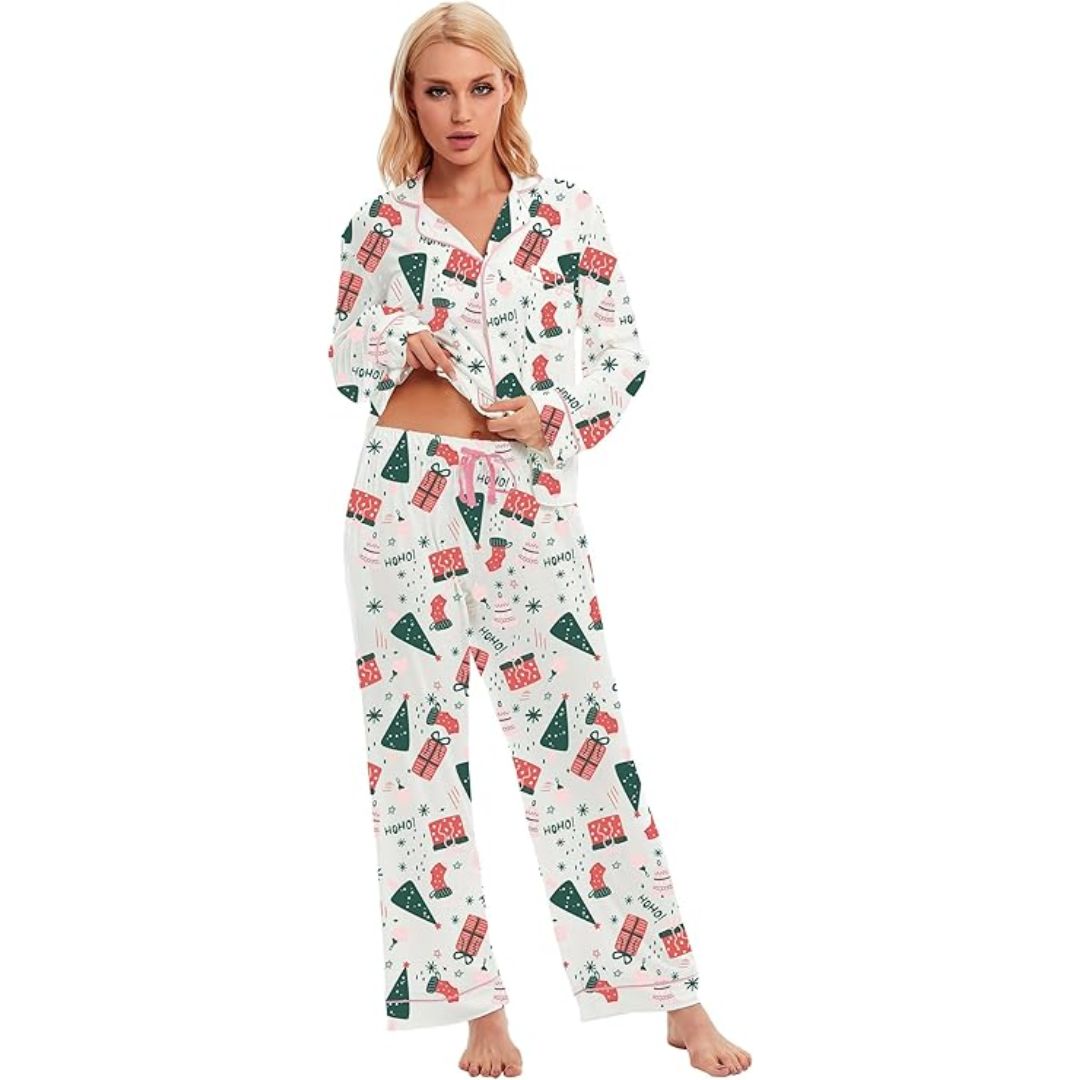 Katoenen kerst pyjama voor dames
