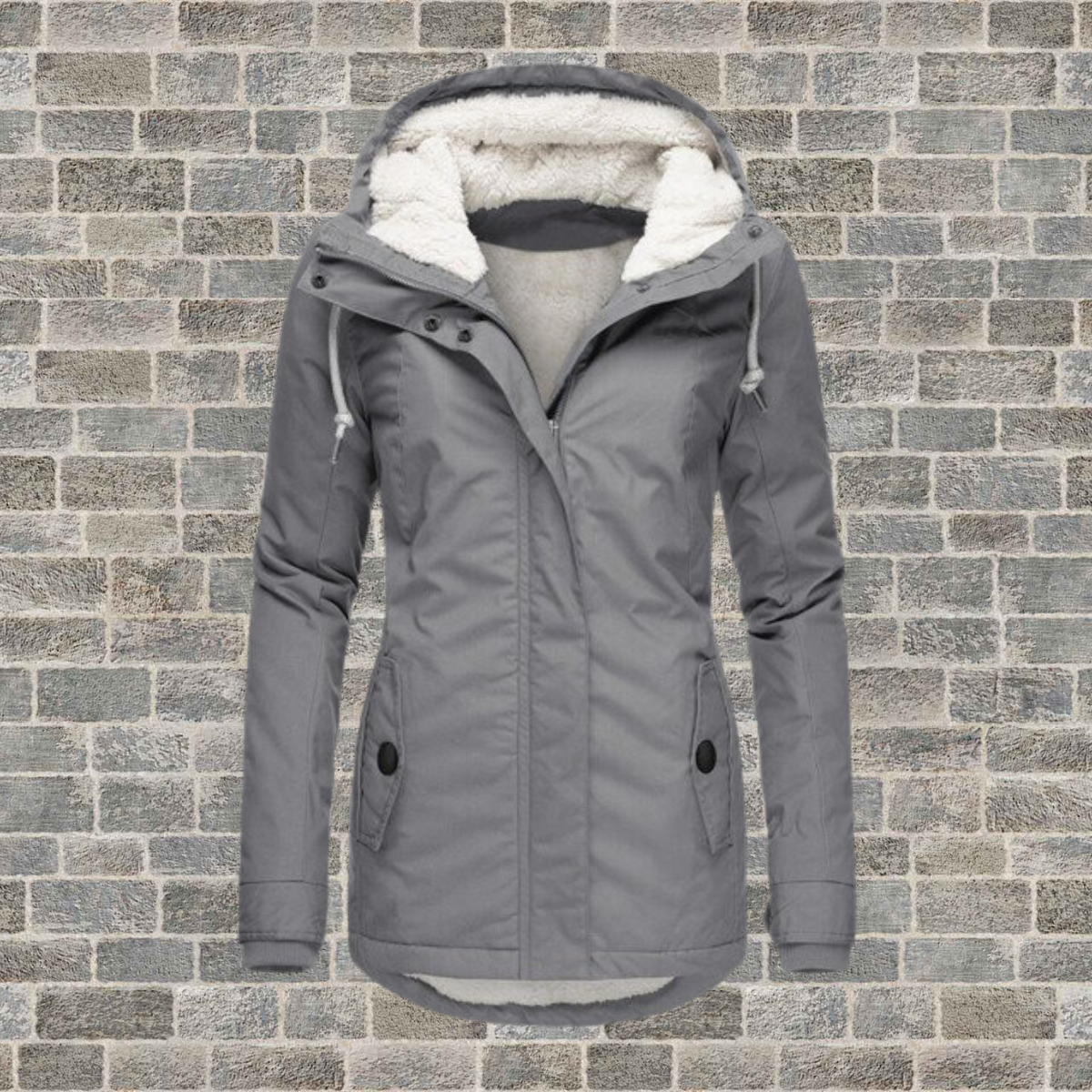 Plissé katoenen winterjas met capuchon
