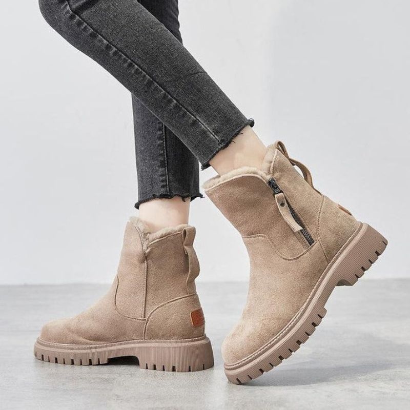 Damesboots met pluche voering van imitatiebont