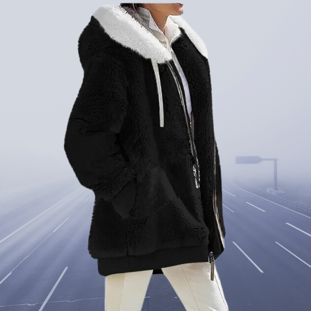 Casual fleece vest met capuchon