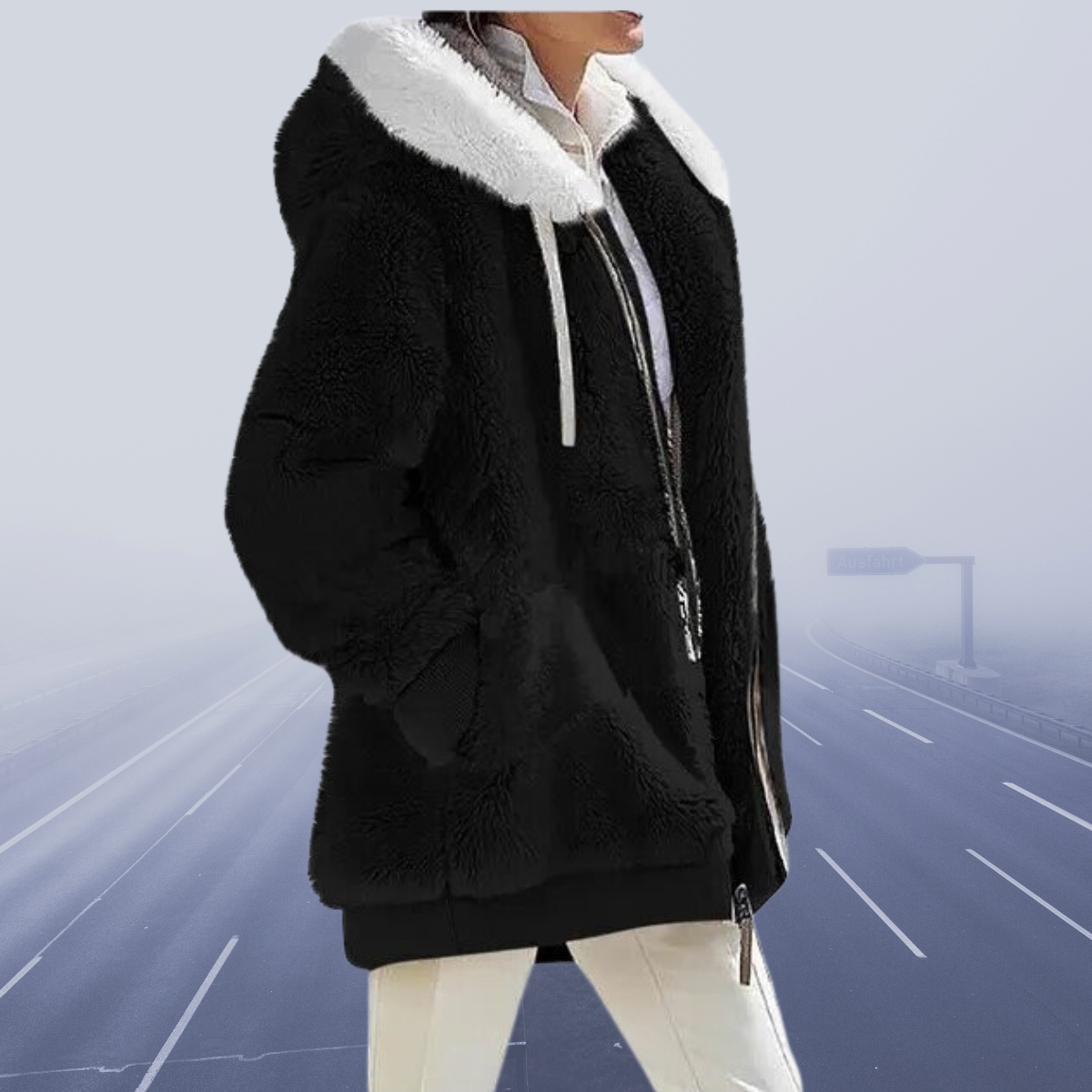 Casual fleece vest met capuchon