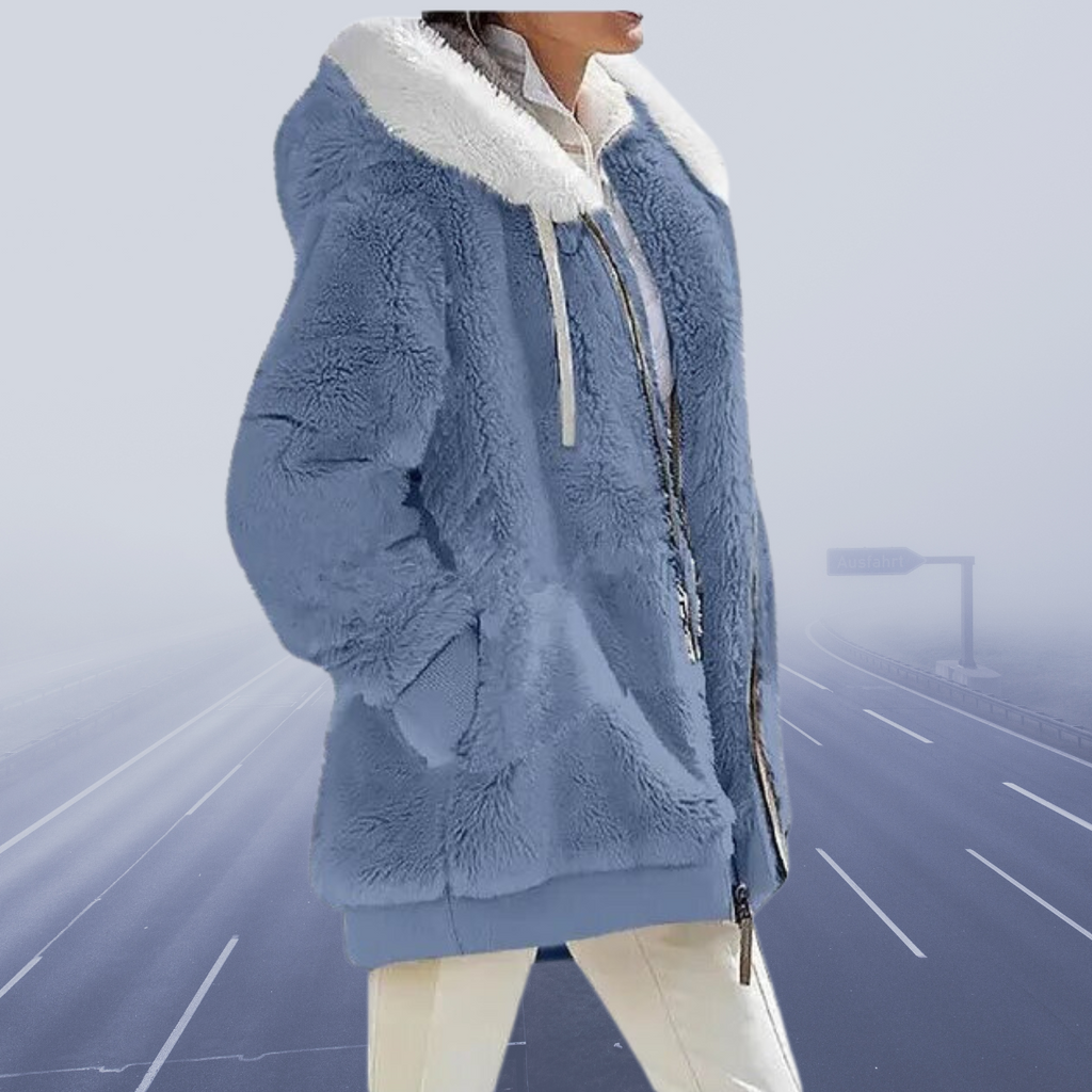 Casual fleece vest met capuchon