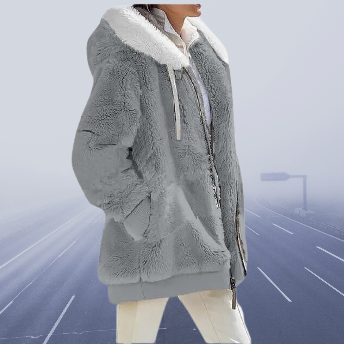 Casual fleece vest met capuchon