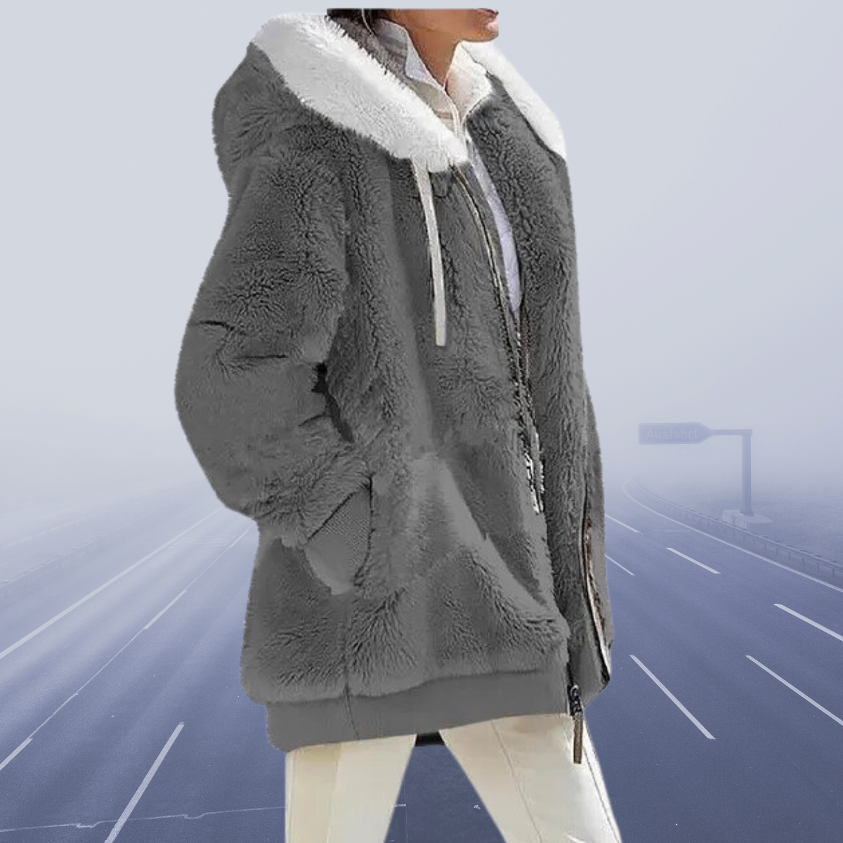 Casual fleece vest met capuchon