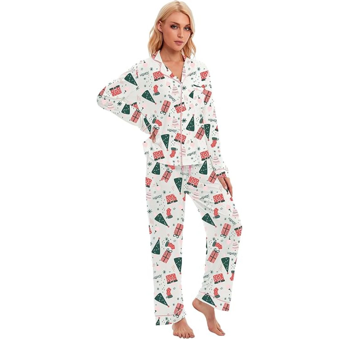 Katoenen kerst pyjama voor dames