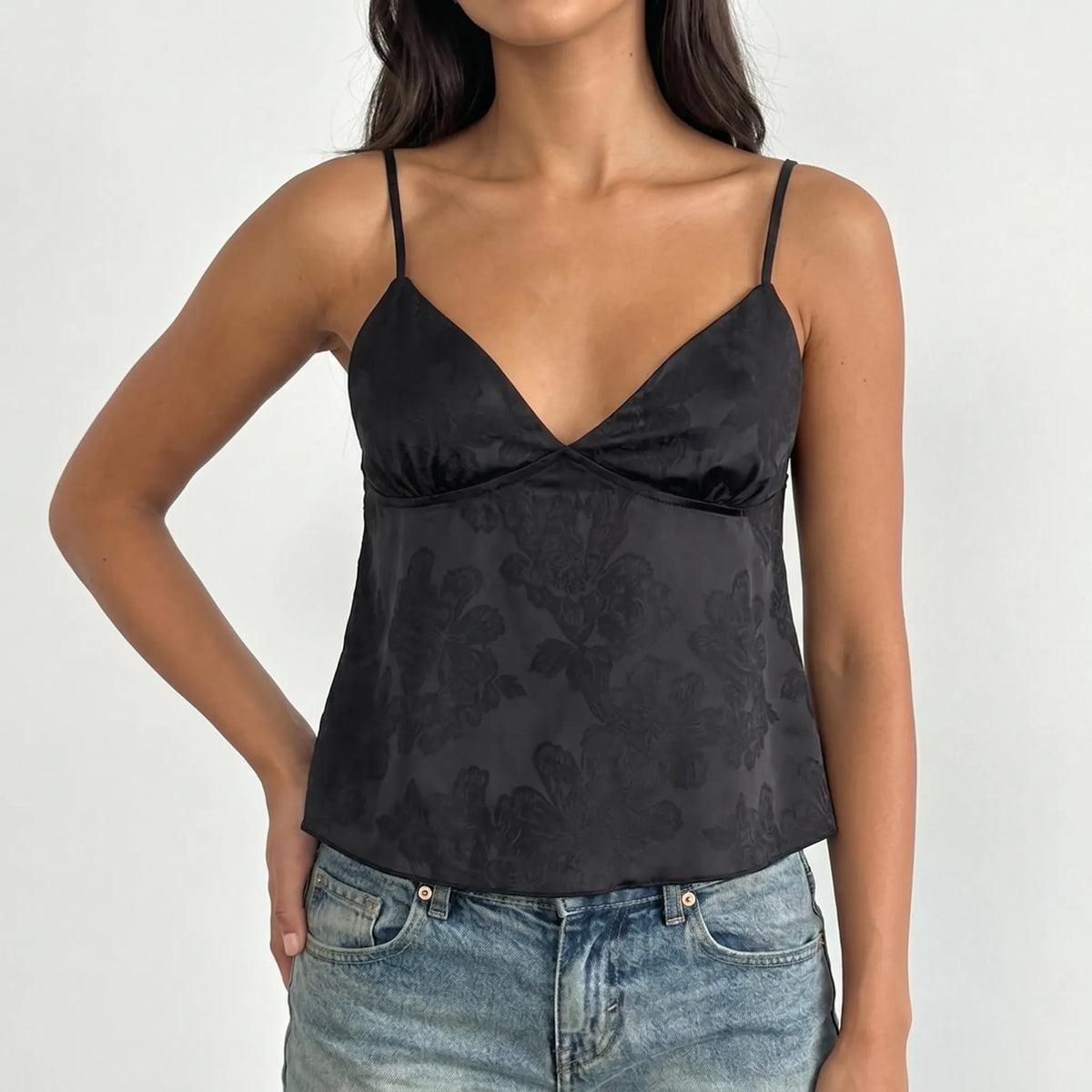 V-hals satijnen cami-top