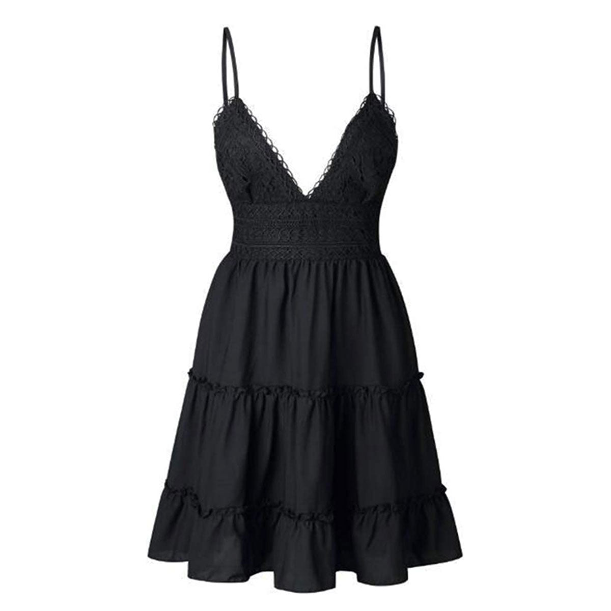 Luchtige & stijlvolle mini-spaghetti-jurk met V-hals