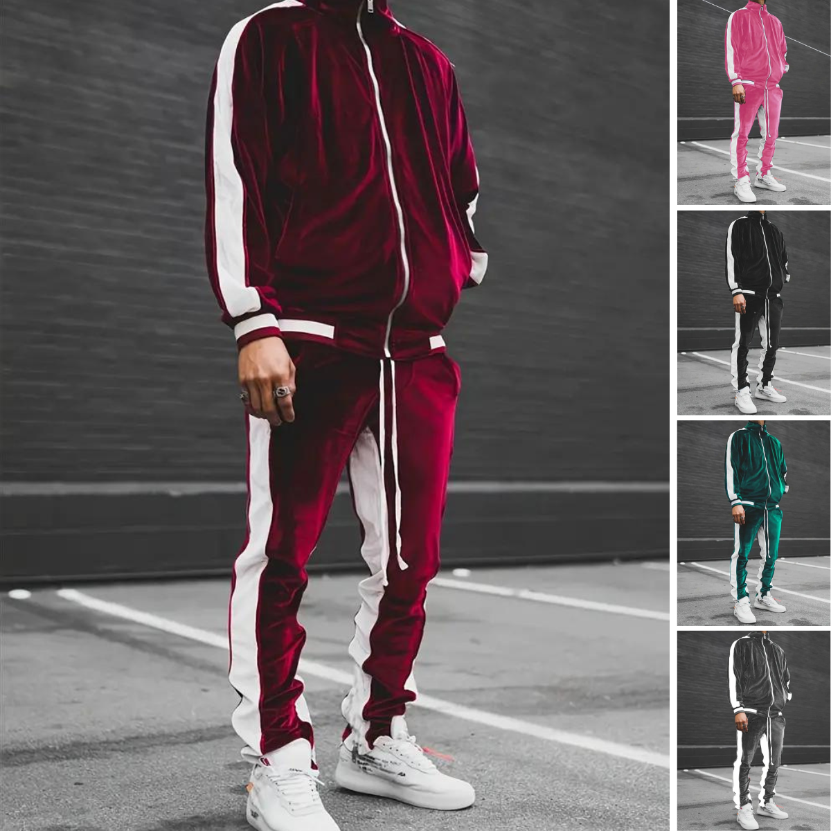 Fluwelen joggingset in retrostijl