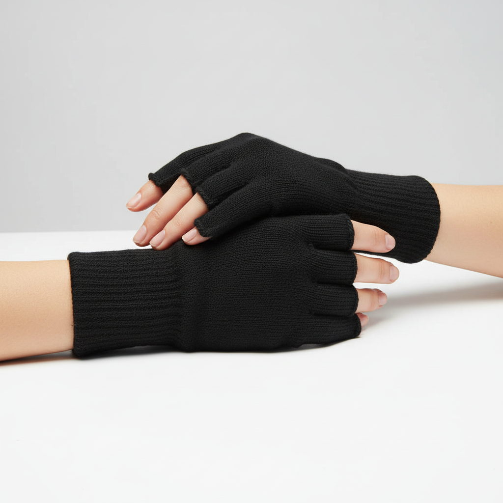 Vingerloze gebreide handschoenen