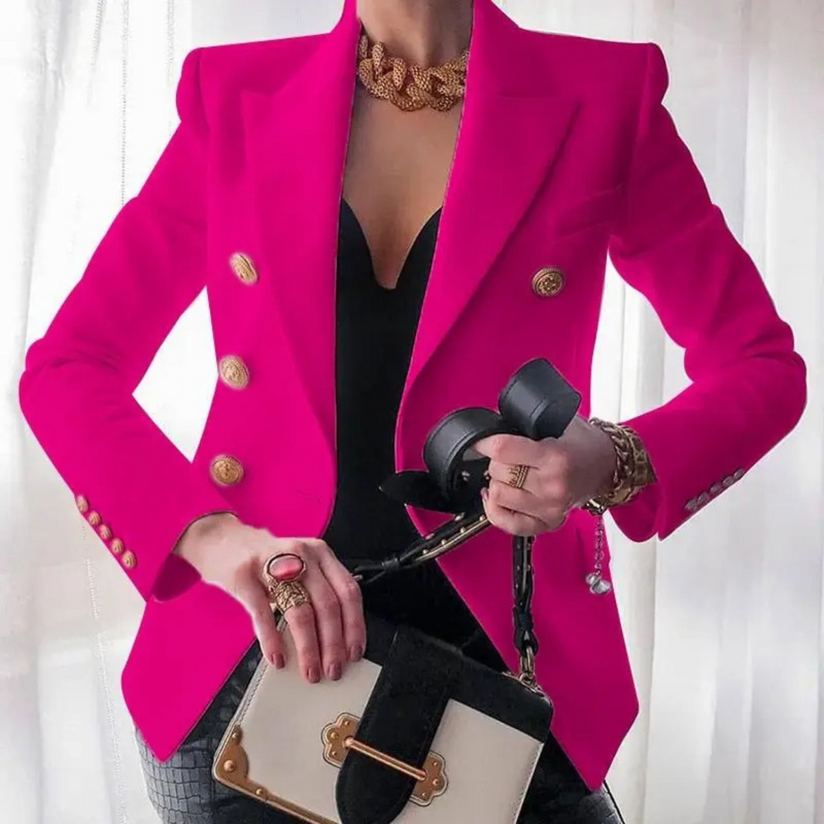 Vintage damesblazer met dubbele knopen