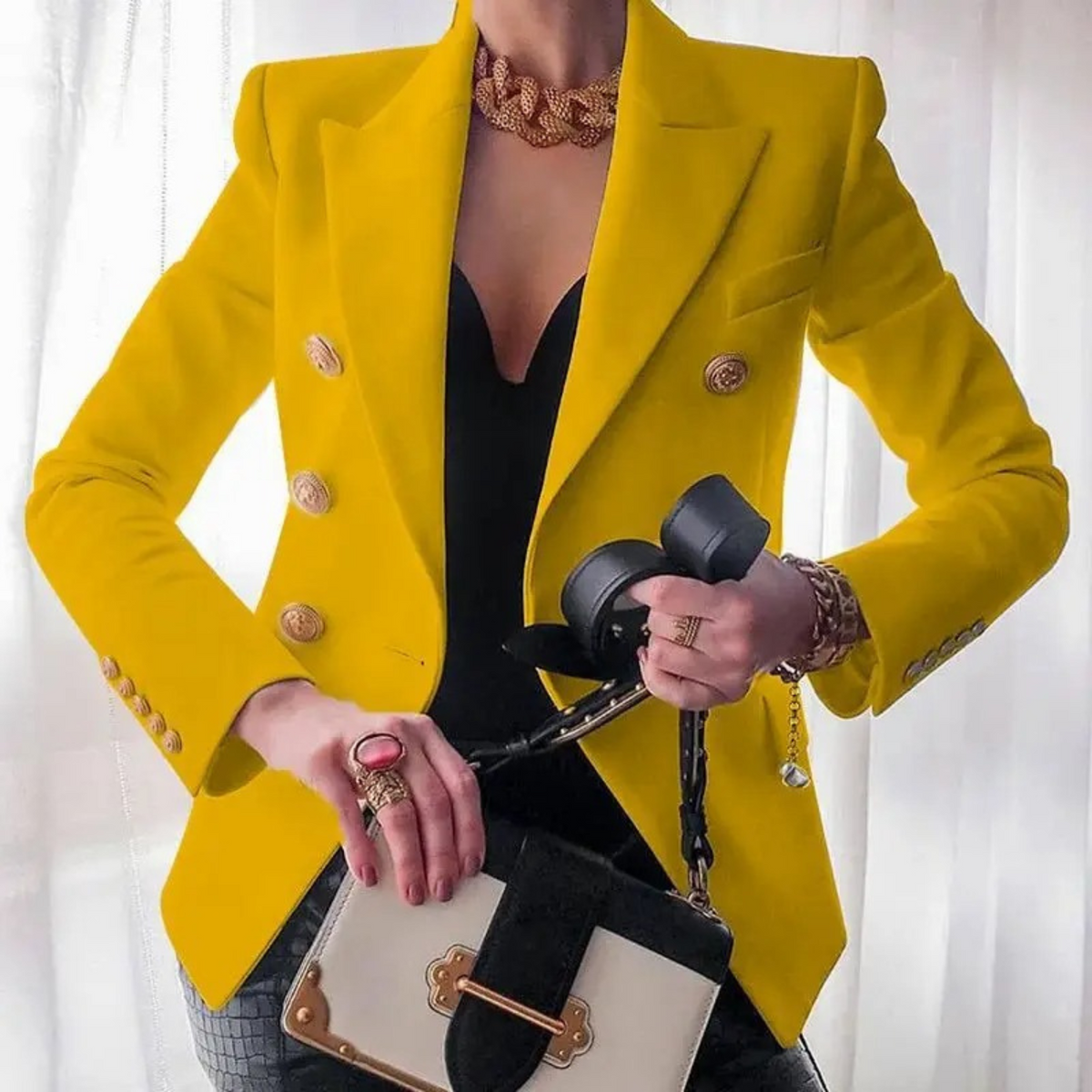 Vintage damesblazer met dubbele knopen