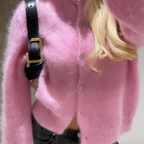 Vintage pluche gebreid damesvest