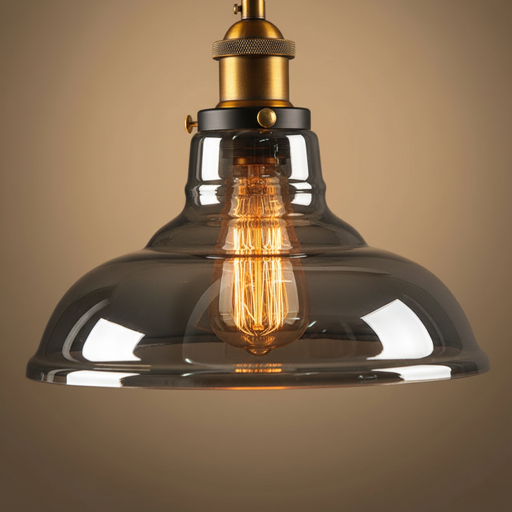 Vintage industriële glazen hanglamp