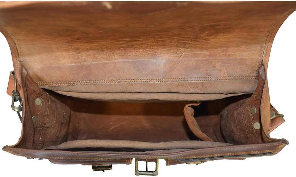 Vintage messenger tas van geitleer