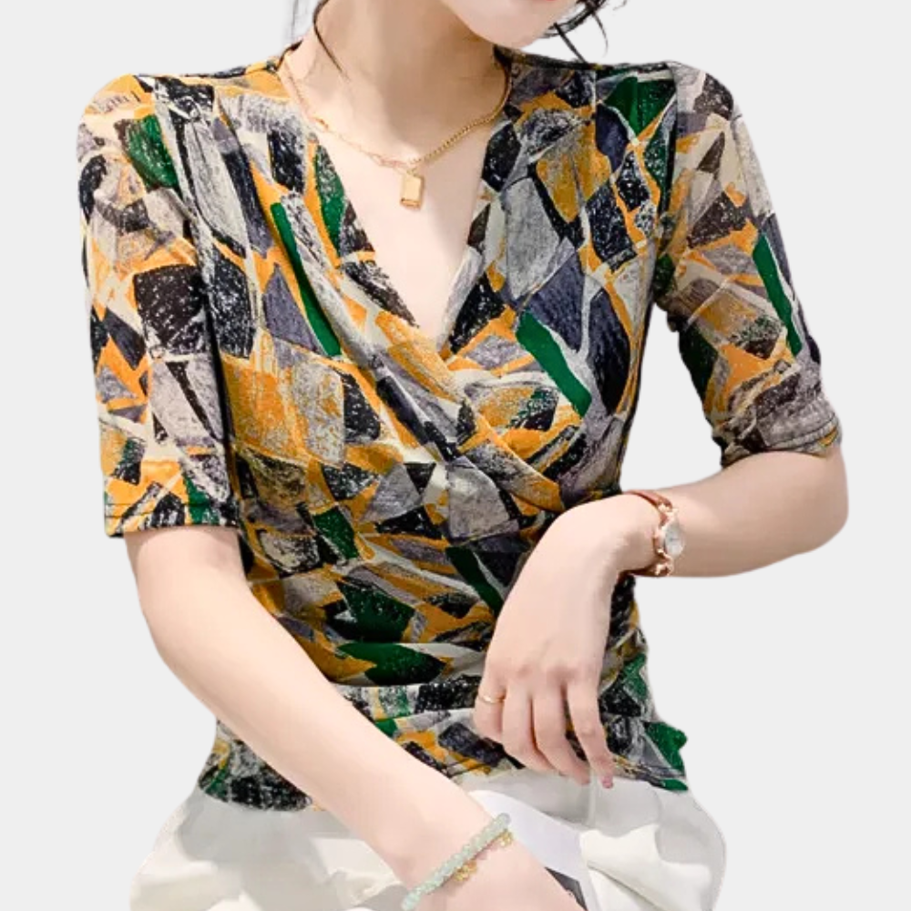Vrolijke V-hals blouse voor dames