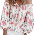 Off-Shoulder bloemenblouse met ruches