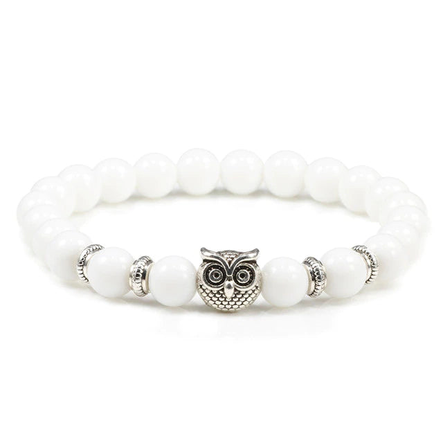 Bedelarmband met natuurstenen en uil