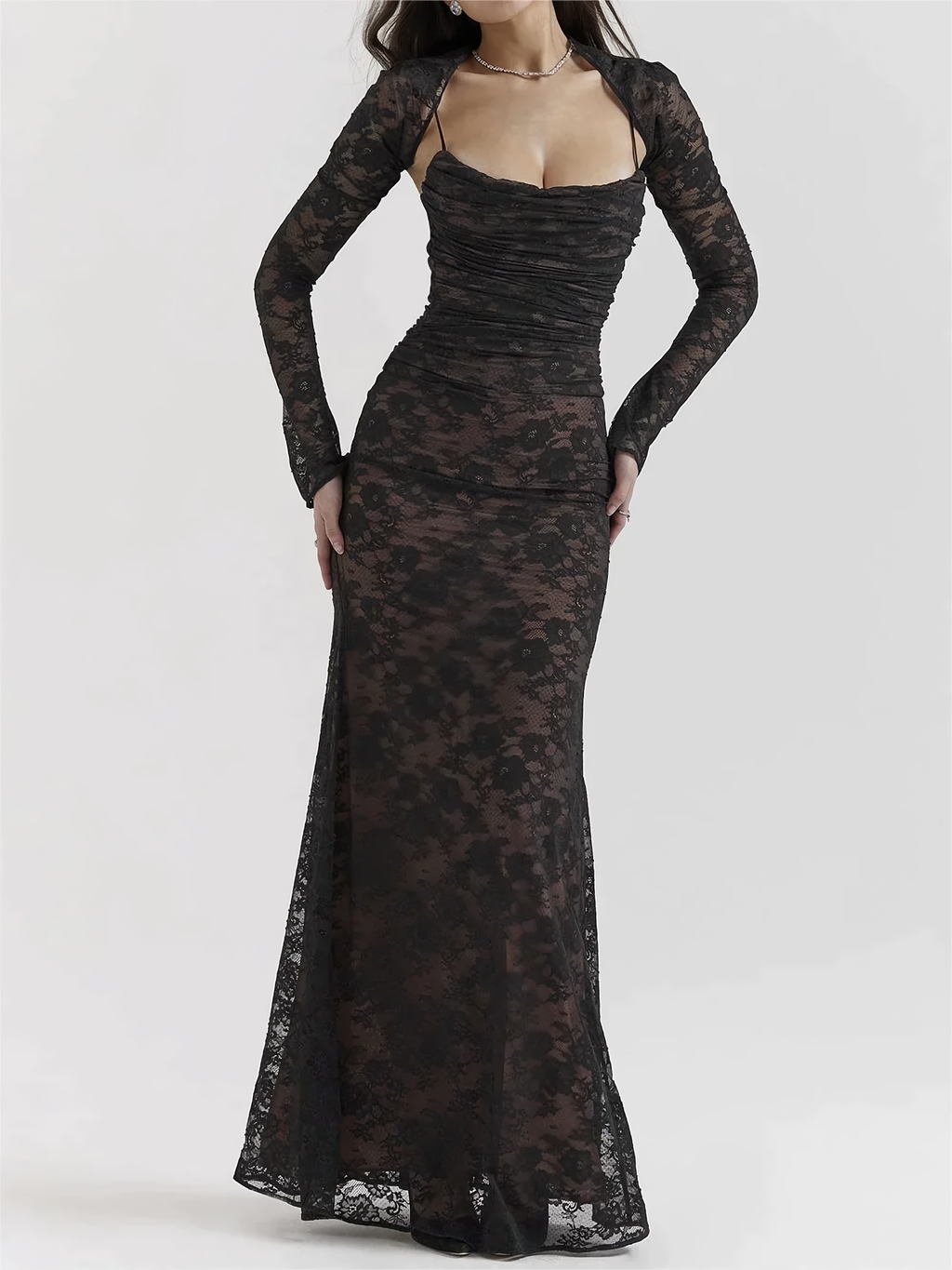 Maxi jurk met kant en sling — afbeelding 1