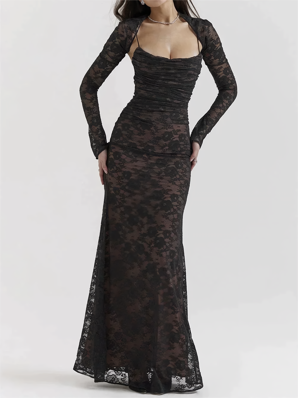 Maxi jurk met kant en sling — afbeelding 1
