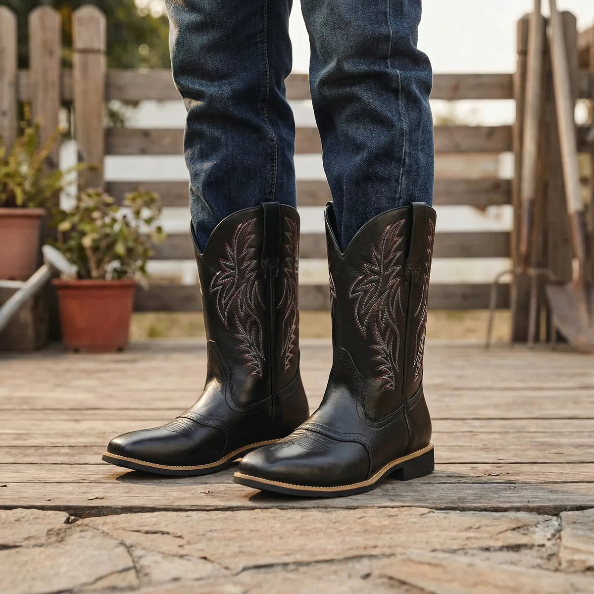 Kuitlange laarzen in cowboystijl