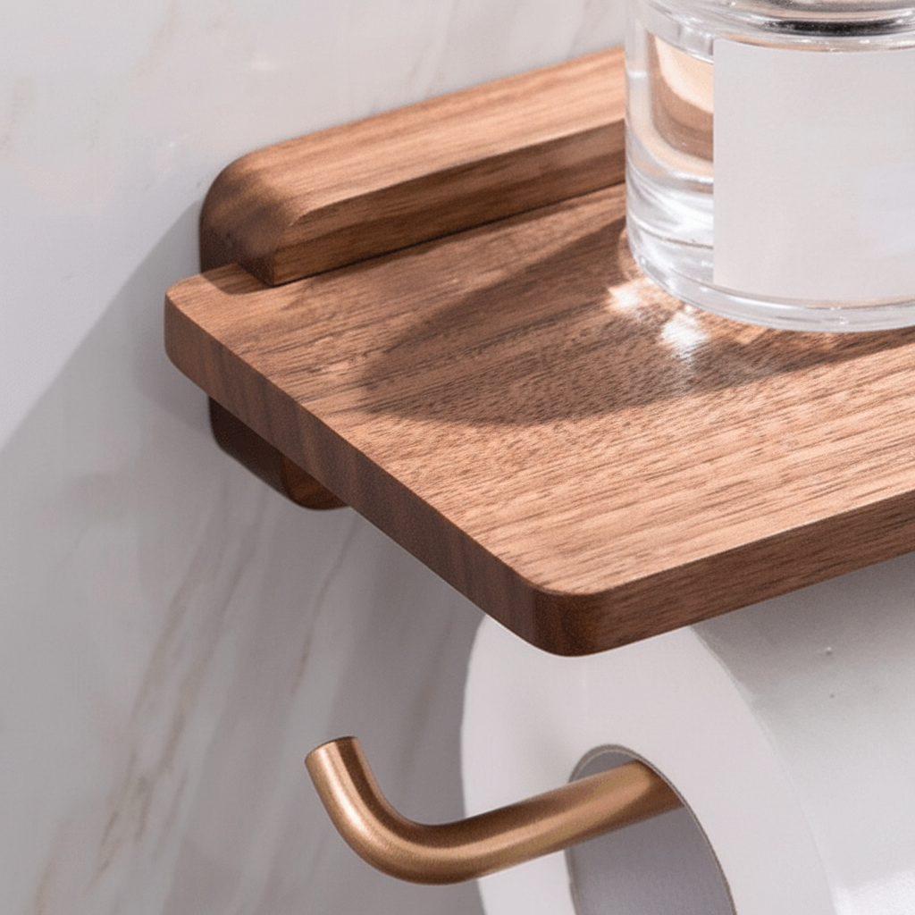 Wandgemonteerde houten houder