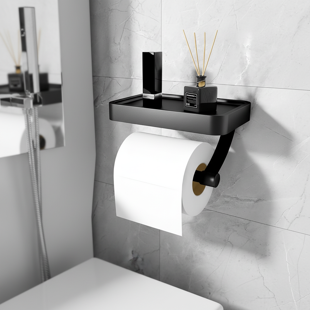 Muurbevestigde toiletpapierhouder