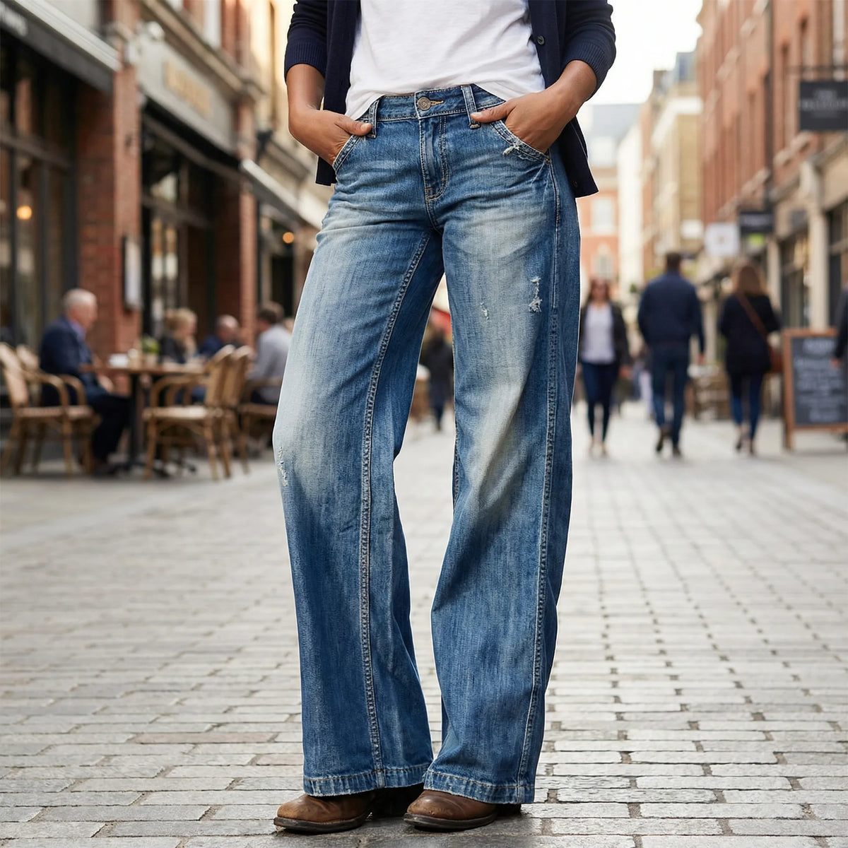 Jeans met wijde pijpen in retro snit