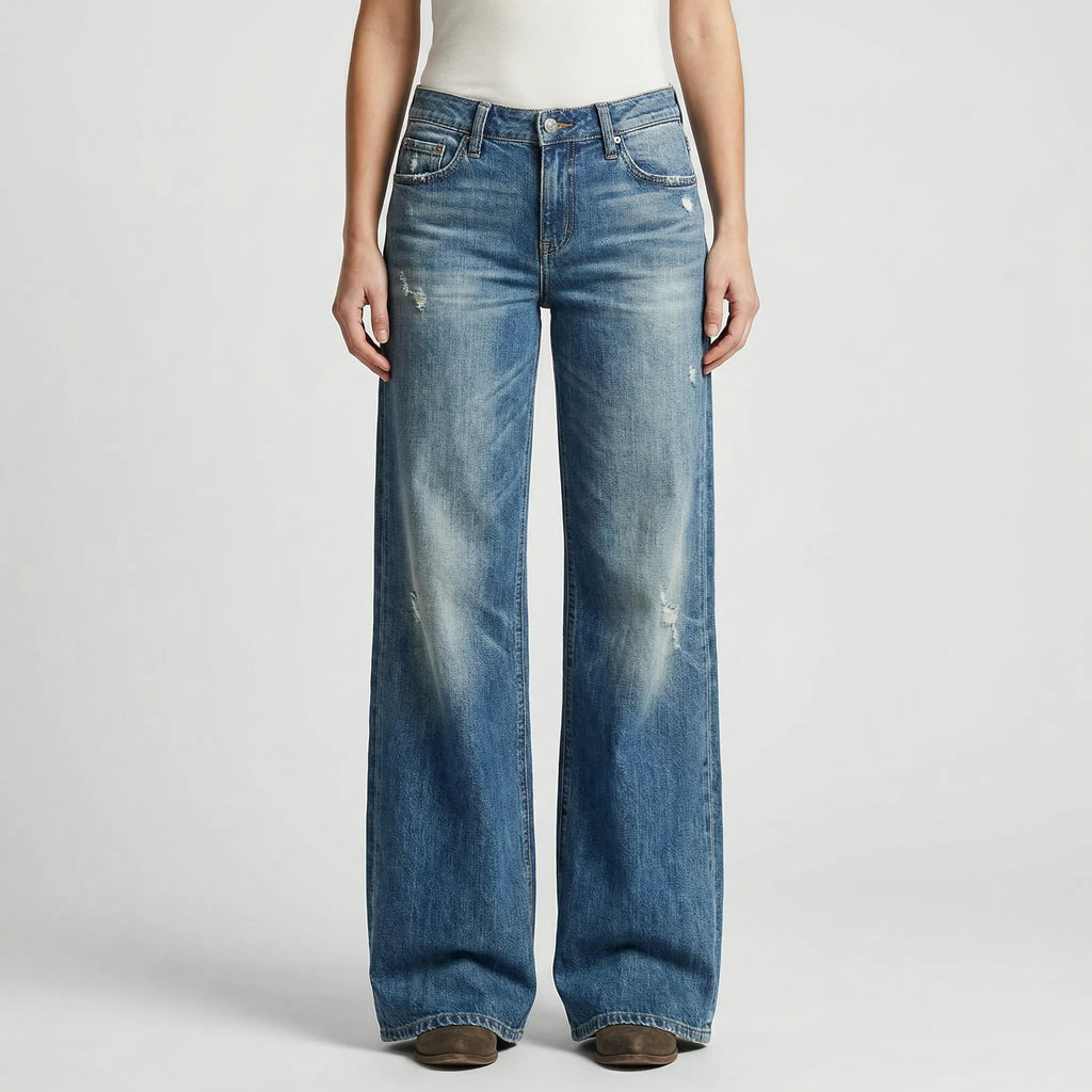 Jeans met wijde pijpen in retro snit