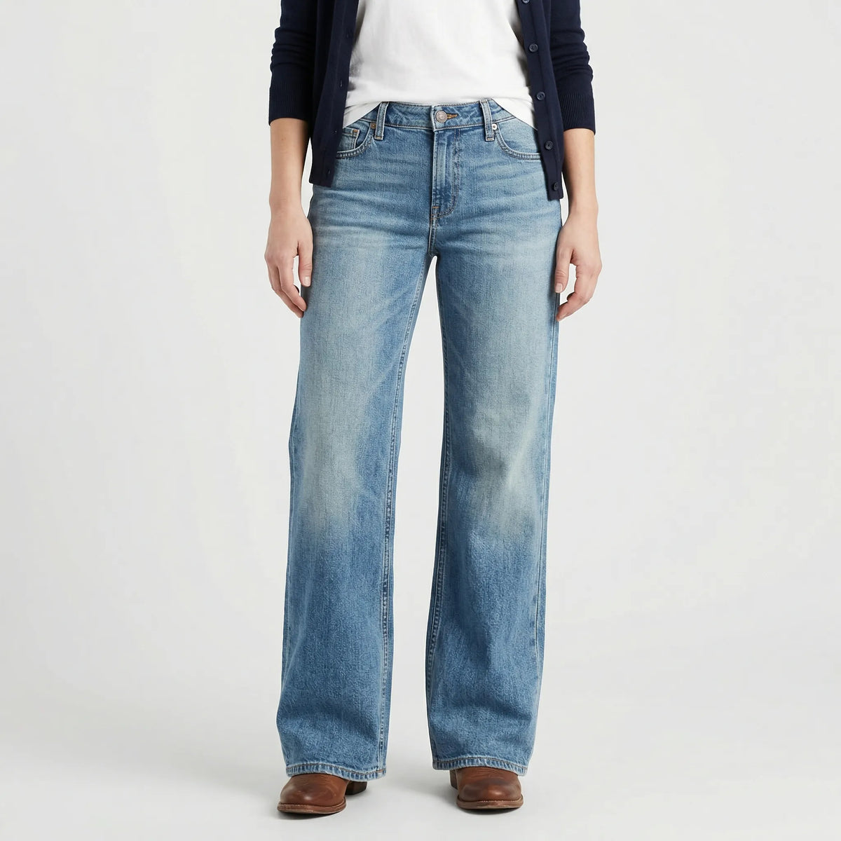 Jeans met wijde pijpen in retro snit