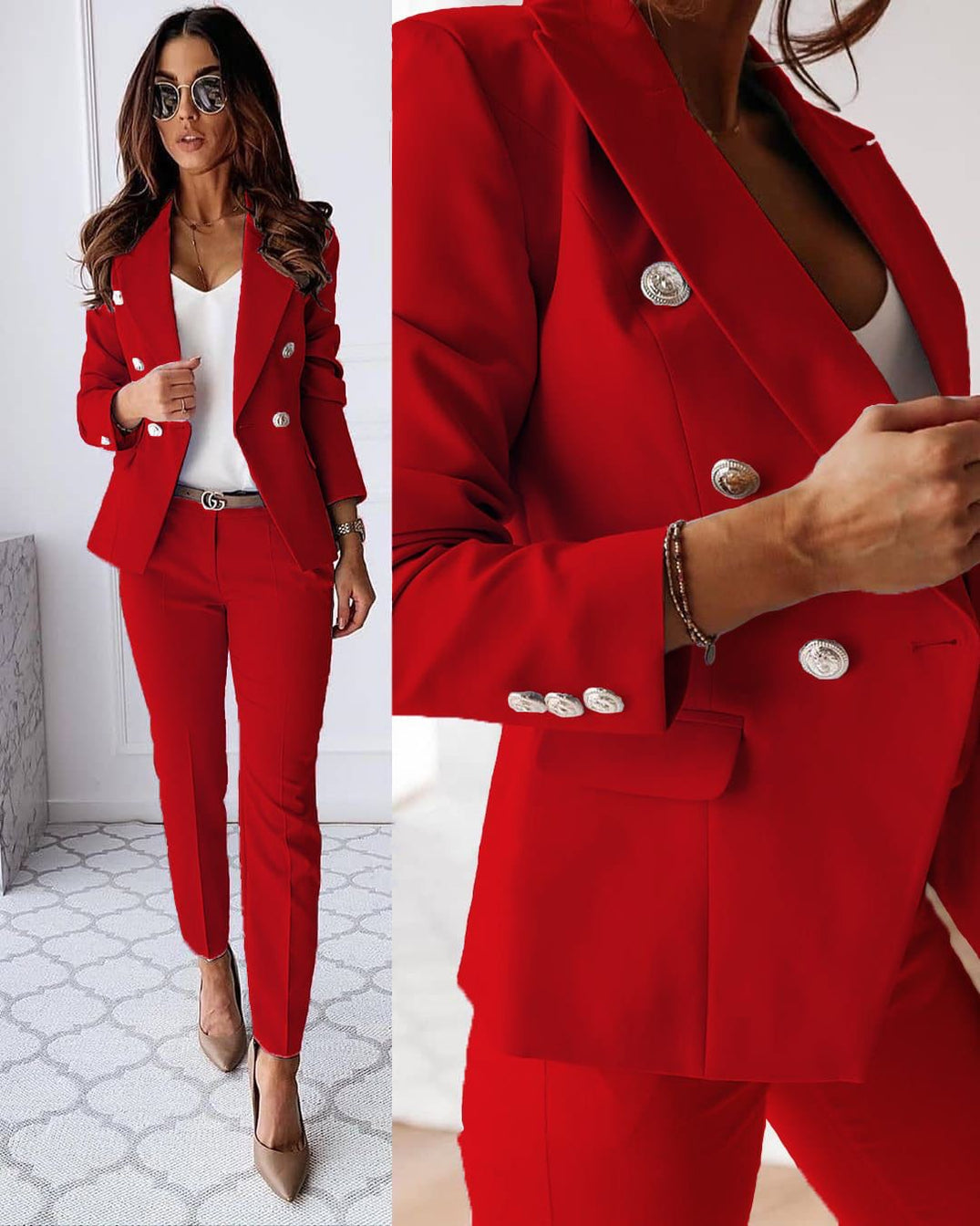 Tweedelige dames kledingset met blazer en broek