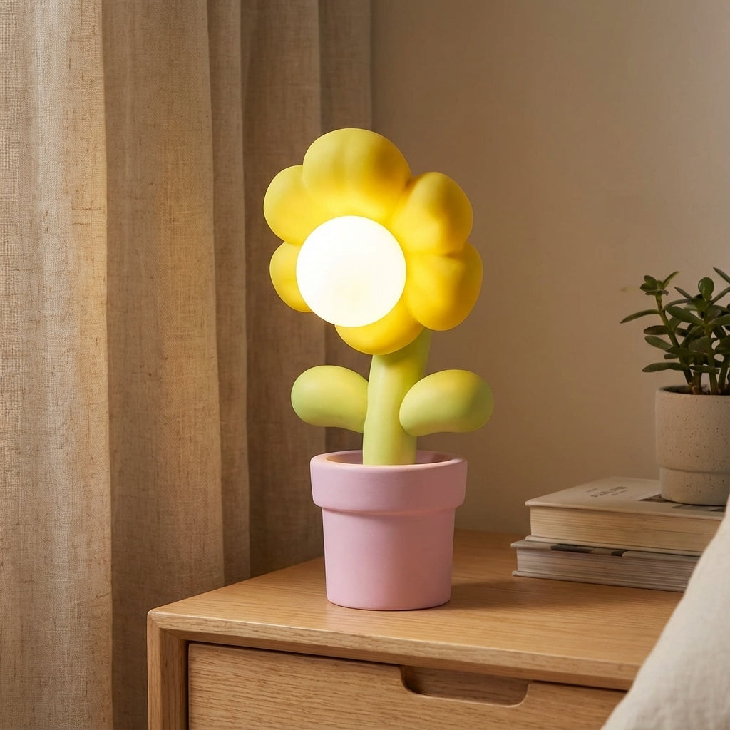 Speelse tafellamp met bloemen — afbeelding 1