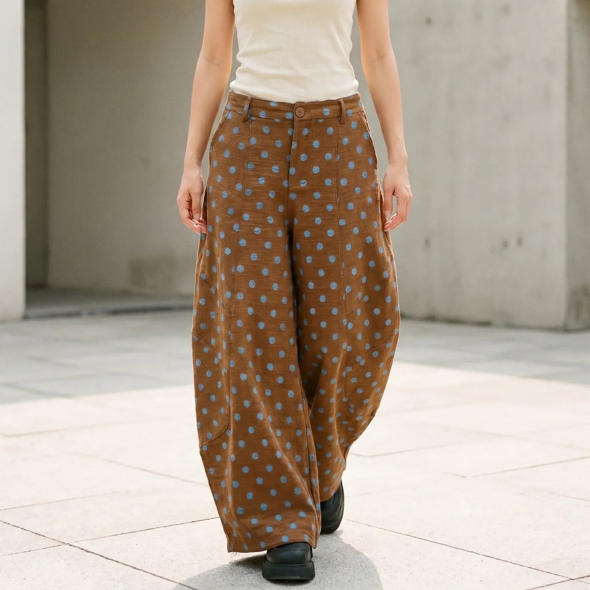 Wijde barrel-leg broek