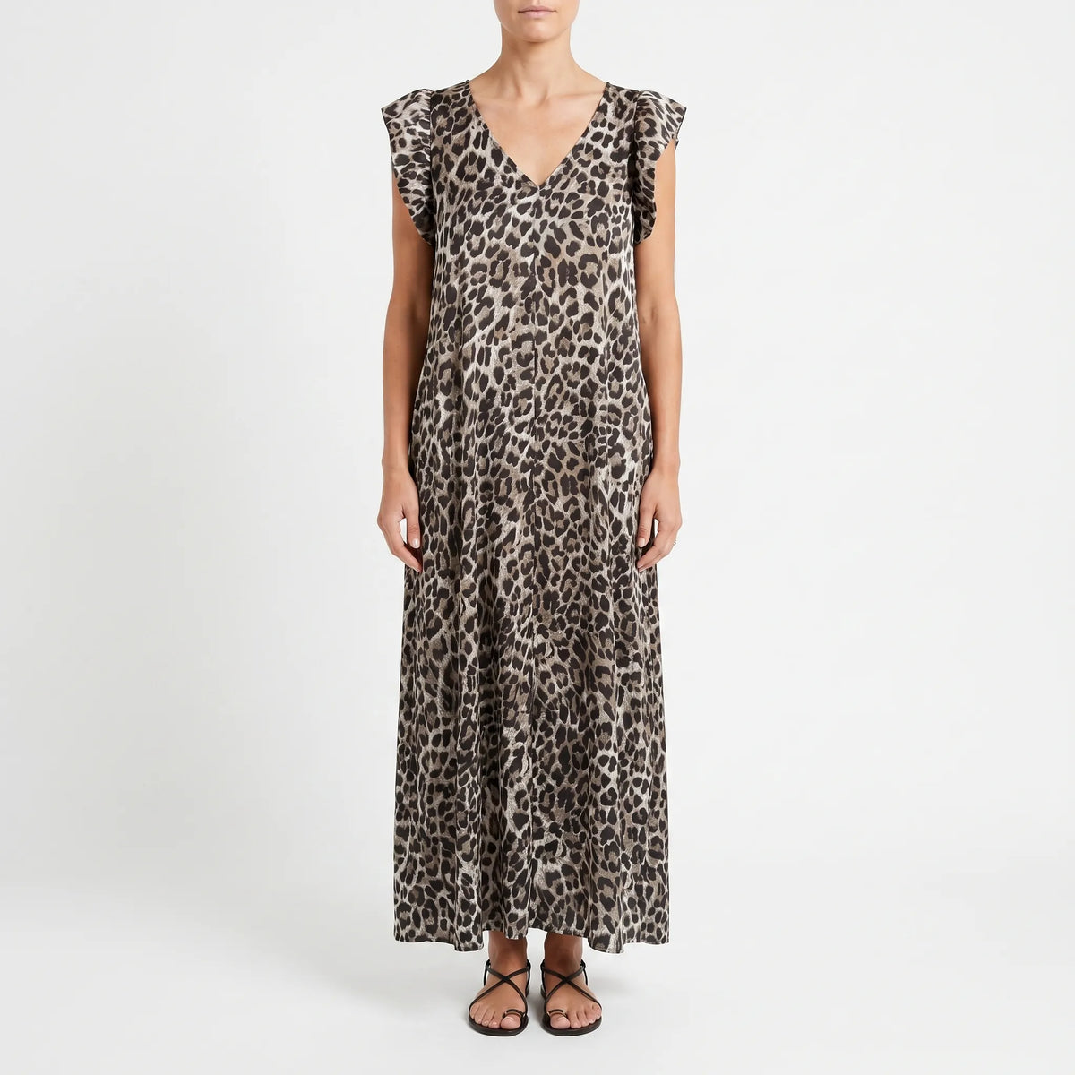 Jumpsuit met wijde pijpen en luipaardprint