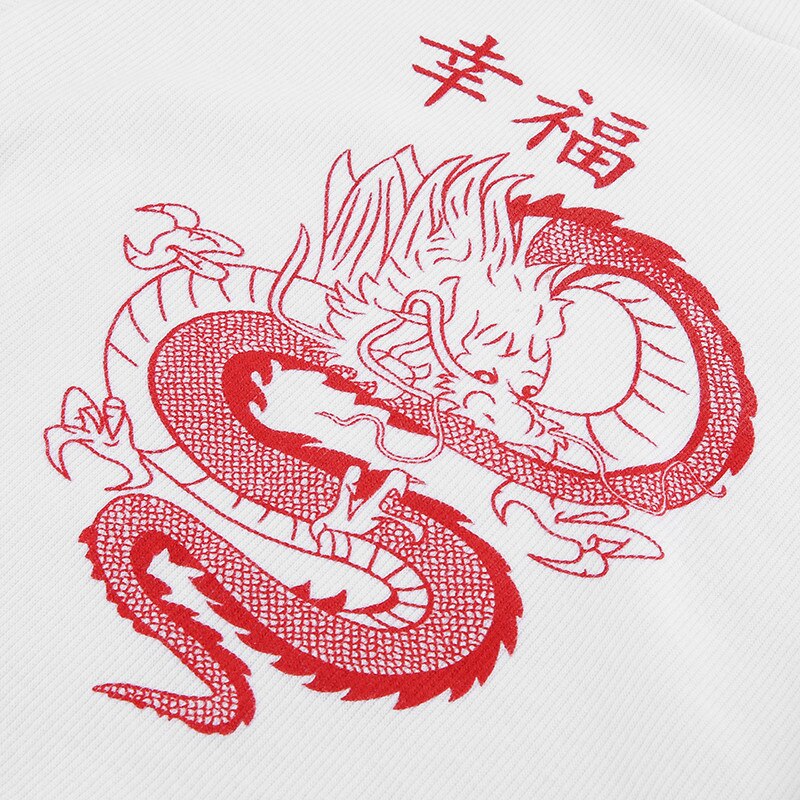 Crop-T-shirt Celie met retro drakenmotief