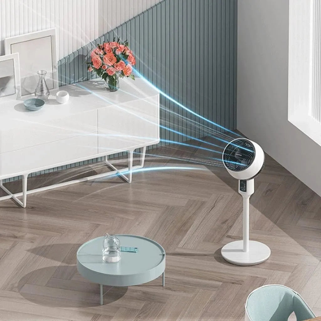 Witte statiefventilator met afstandsbediening