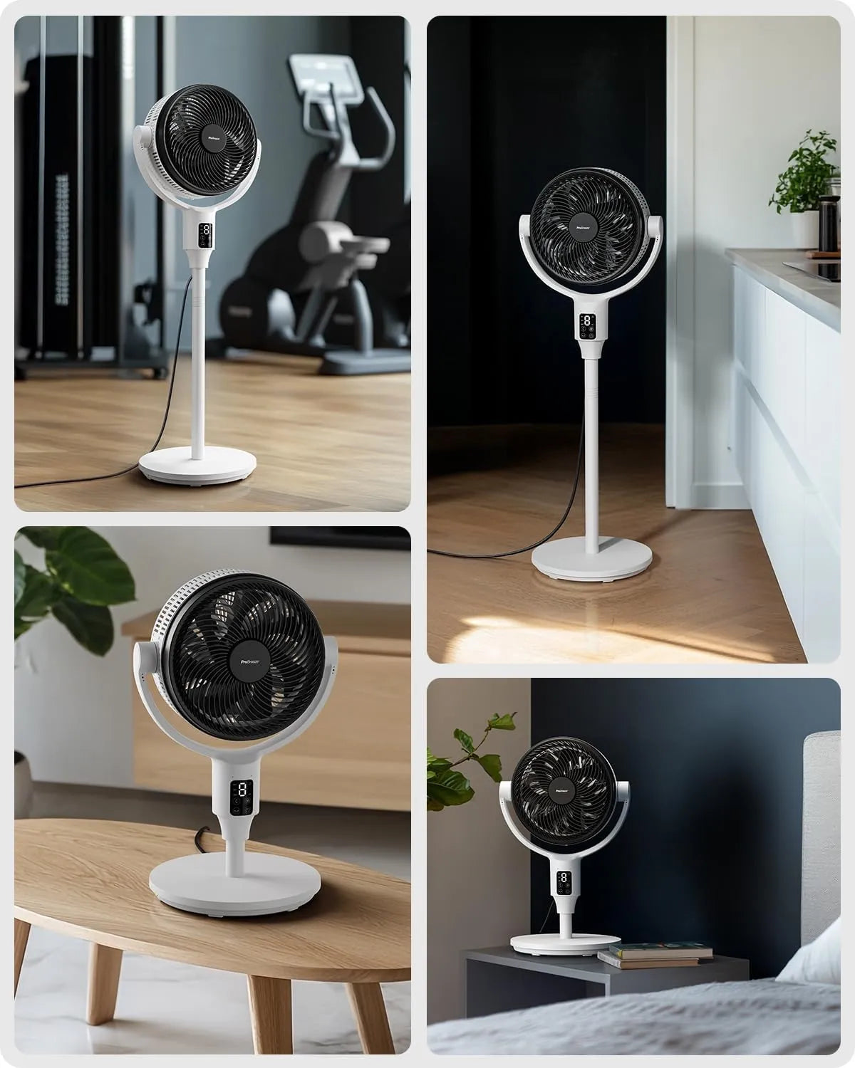 Witte statiefventilator met afstandsbediening