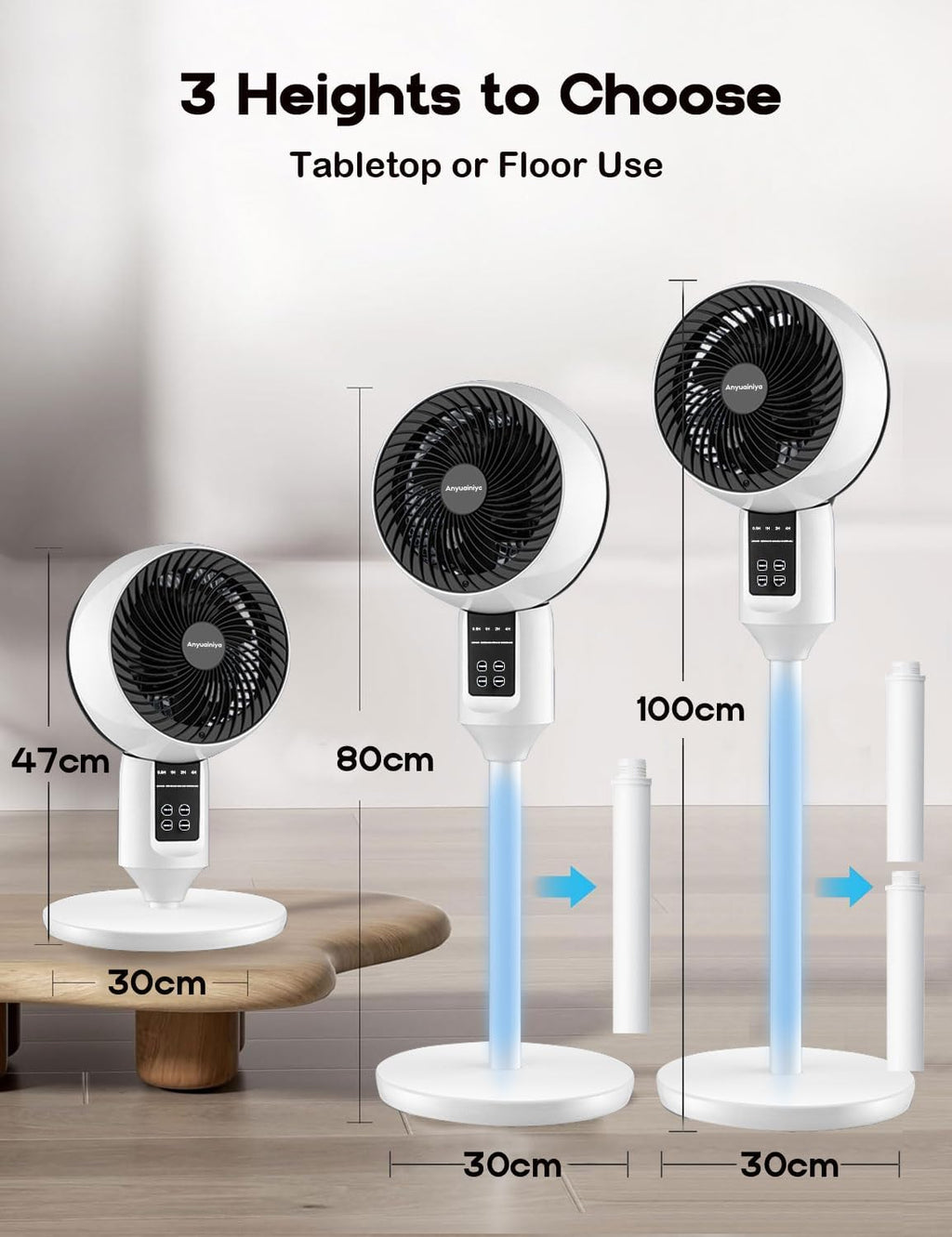 Witte statiefventilator met afstandsbediening