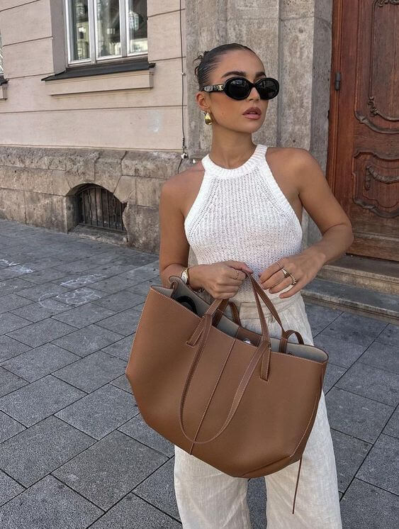 Ruime totebag met binnenzakken