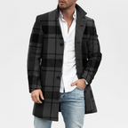 Wollen mantel met ruitpatroon