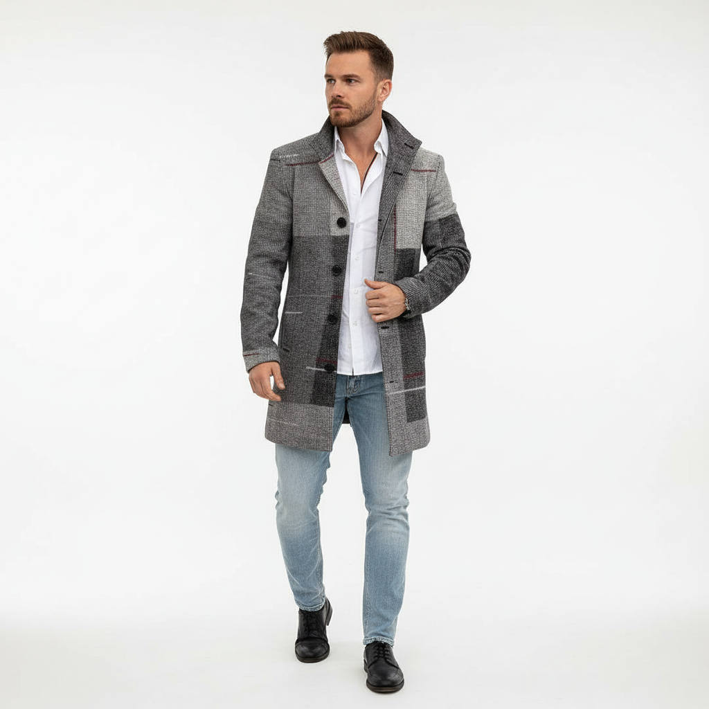 Wollen mantel met ruitpatroon — afbeelding 8