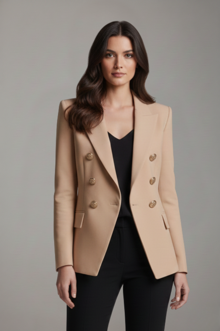 Thirza | Damesblazer met dubbele knopenrij en goudkleurige knopen