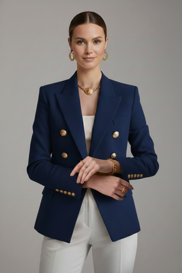Thirza | Damesblazer met dubbele knopenrij en goudkleurige knopen