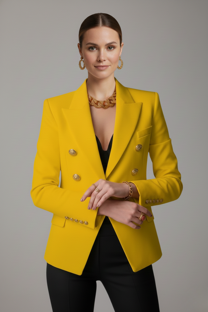 Thirza | Damesblazer met dubbele knopenrij en goudkleurige knopen