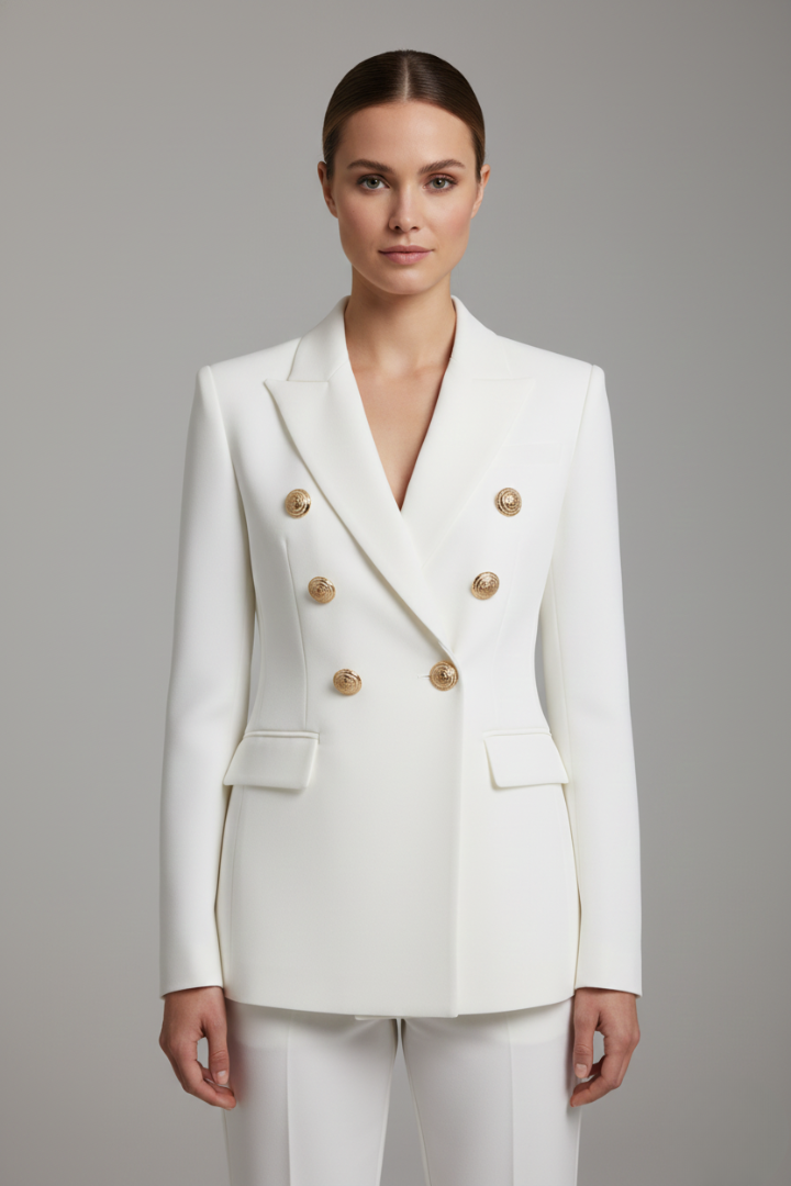 Thirza | Damesblazer met dubbele knopenrij en goudkleurige knopen