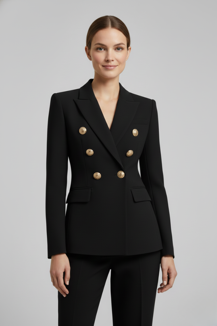 Thirza | Damesblazer met dubbele knopenrij en goudkleurige knopen