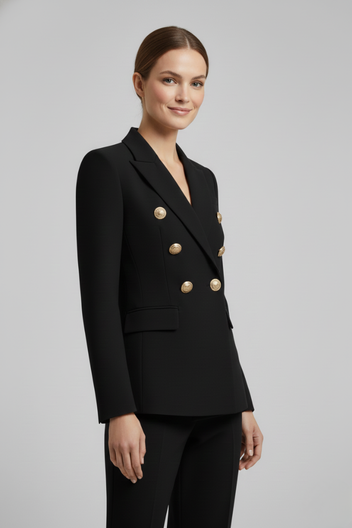 Thirza | Damesblazer met dubbele knopenrij en goudkleurige knopen